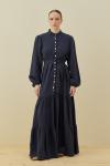 Organik Müslin Elbise-İndigo -MRW-1795