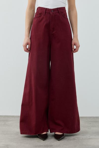 Salaş Denim Pantolon-Bordo-MRW-1690