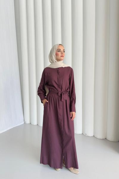 Vietnam Keten Elbise-Bordo