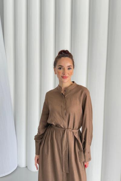 Vietnam Keten Elbise-A.Kahve