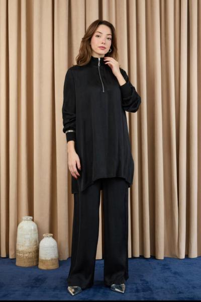 14403 Puanne ipek pamuk takım siyah