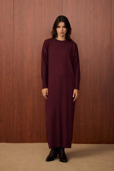 Basic Triko Elbise Bordo