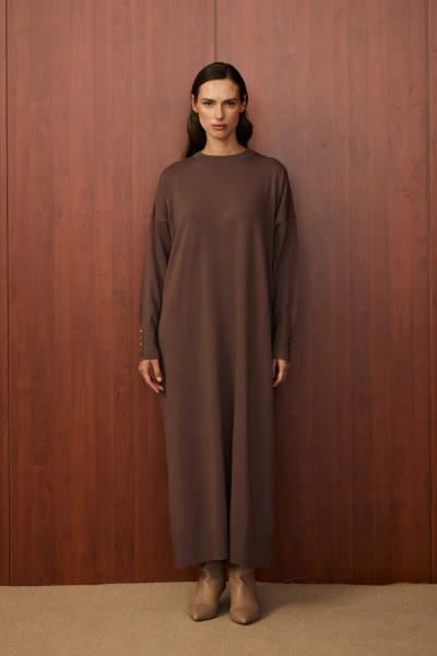 Basıc Triko Elbise Kahverengi