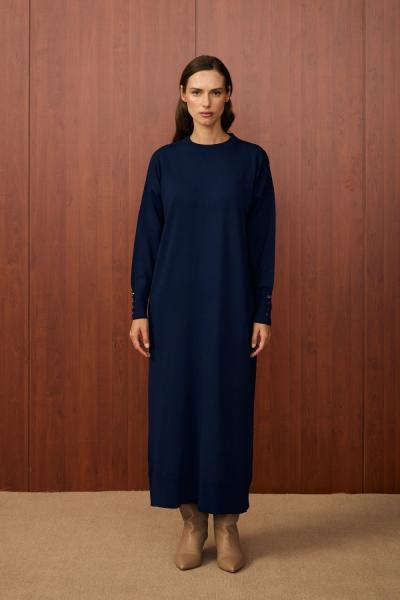 Basıc Triko Elbise Lacivert