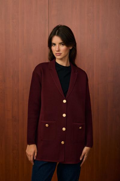 Blazer Triko Ceket Bordo