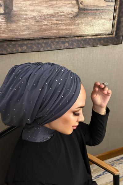 Brilliant taşlı bone antrasit