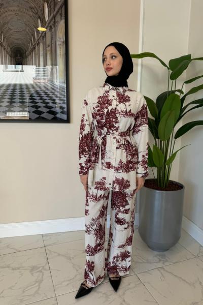 Desenli Qatar Takım Bordo