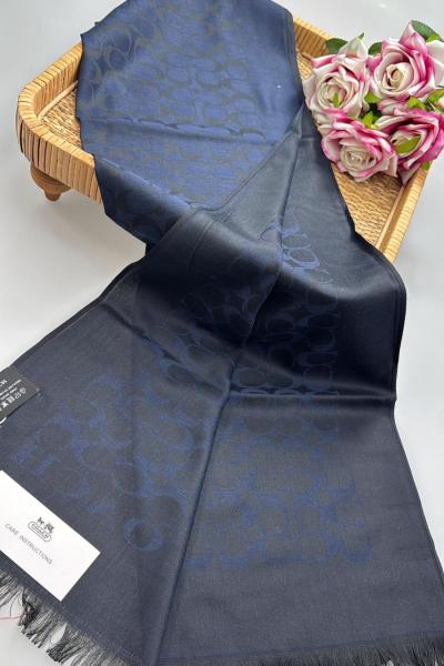 Desenli Şal Lacivert