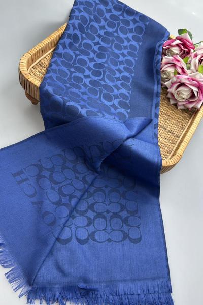 Desenli Şal Saks Mavisi