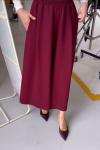 Double Krep Kumaşlı Geniş Paça Pantolon Bordo