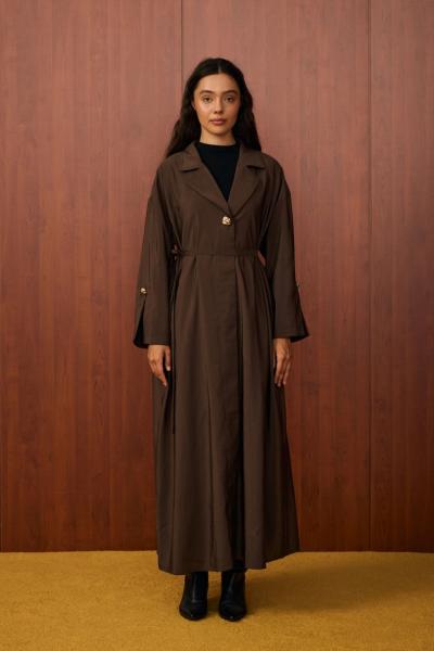 Düğme Detaylı Limia Kap Kahverengi