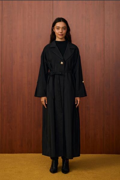 Düğme Detaylı Limia Kap Siyah