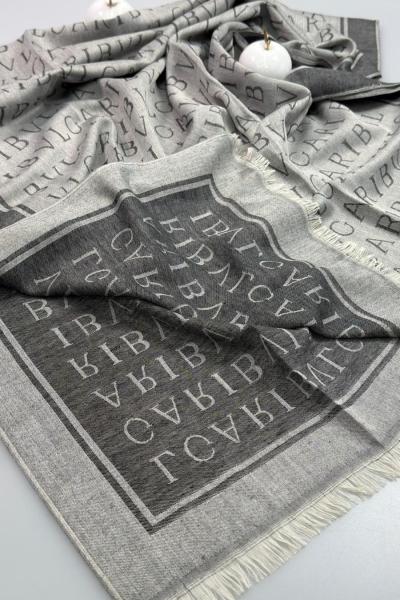 Harf Detaylı Şal Gri