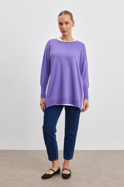 İkili İçlikli Merserize Tunik Mor