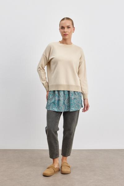 Krep İçlikli Triko Bej