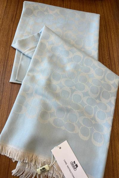 Marka Desen Şal Açık Mavi-Bej