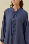 Merwishop Robe organik keten Elbise İndigo