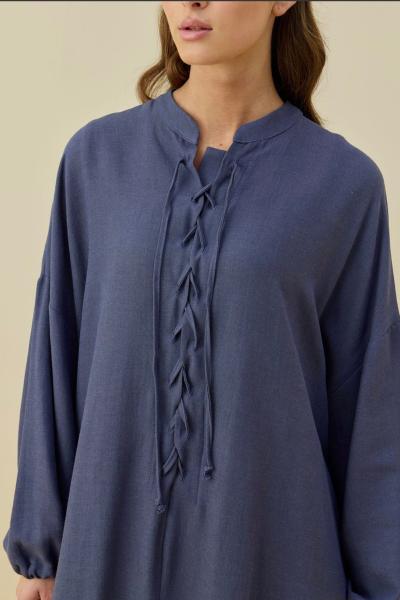 Merwishop Robe organik keten Elbise İndigo