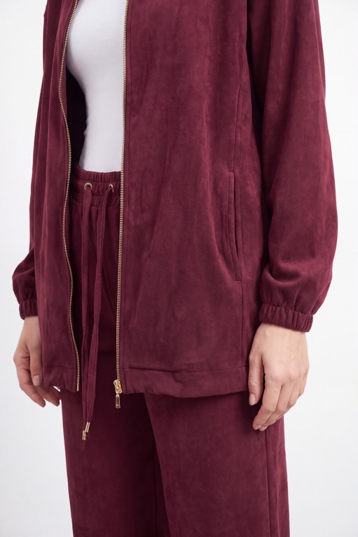 Puanne 14407 fermuarlı takım bordo