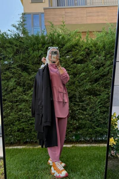 Puanne Cep Detaylı Takım Siyah