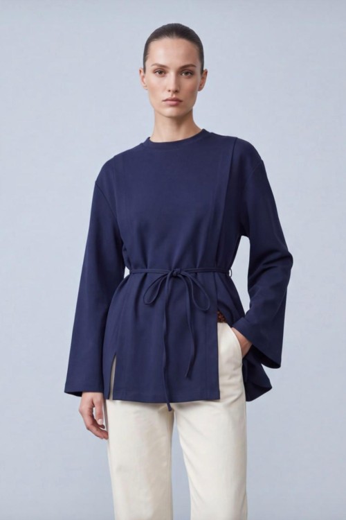 Puanne pamuk tunik navy