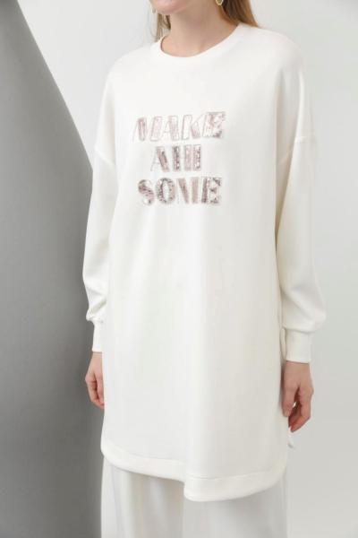 Puanne Pul payet detaylı takım ekru