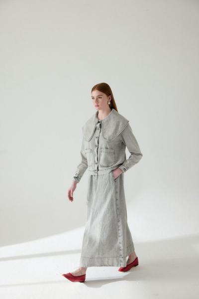 Romantik Denim Takım Gri