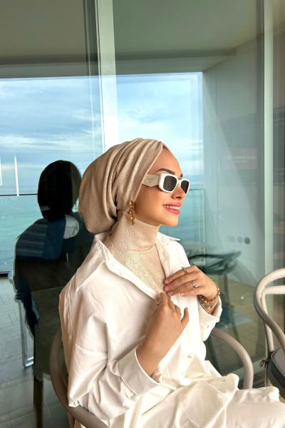 Simli glitter bone bej