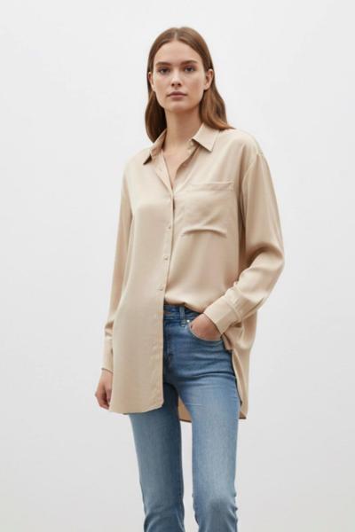 Tek Cepli Gömlek Bej