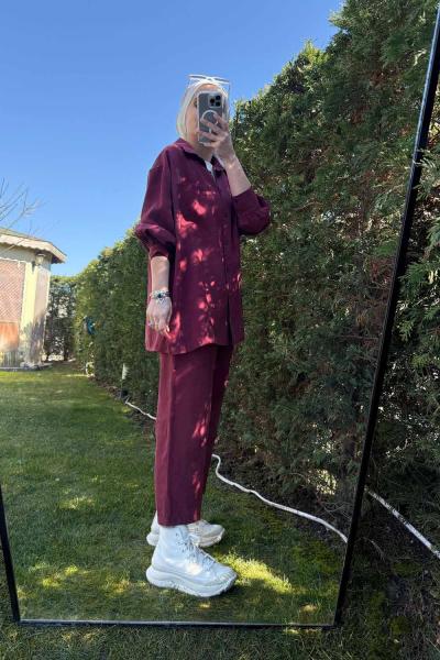 Tensel Modal Oversize Takım Bordo