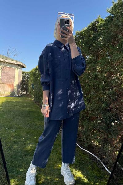 Tensel Modal Oversize Takım İndigo